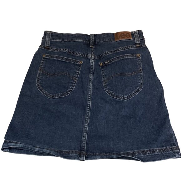 Vintage Lee Denim Blue Jean Skort Women's A-Line Style Back Pockets Size S - Picture 5 of 15